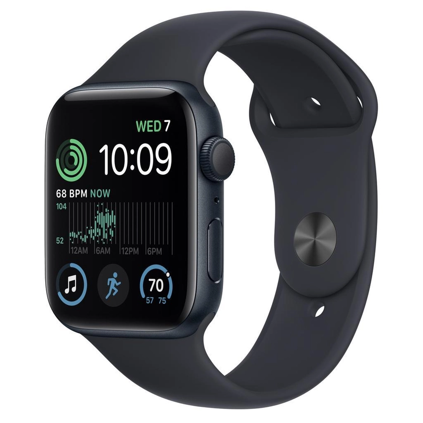 Apple Watch Series SE 2 (2022) GPS 44 mm - Aluminium Minuit - Bracelet sport Noir