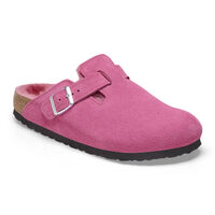 Boston en fourrure d’agneau Suède/Fourrure d’agneau Fuchsia Tulip | BIRKENSTOCK