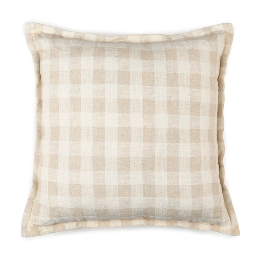 50cm Gingham Cushion - Natural