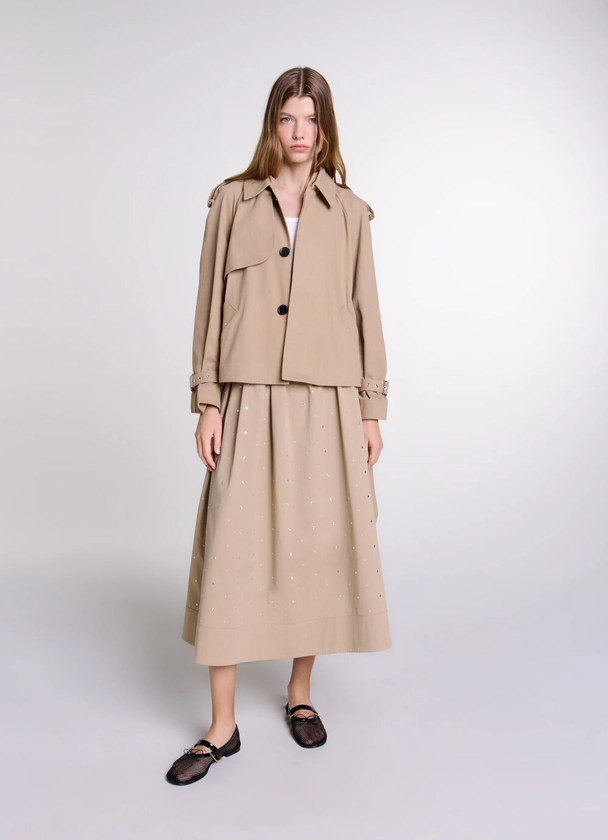 Trench Court Clouté - Beige - Maje