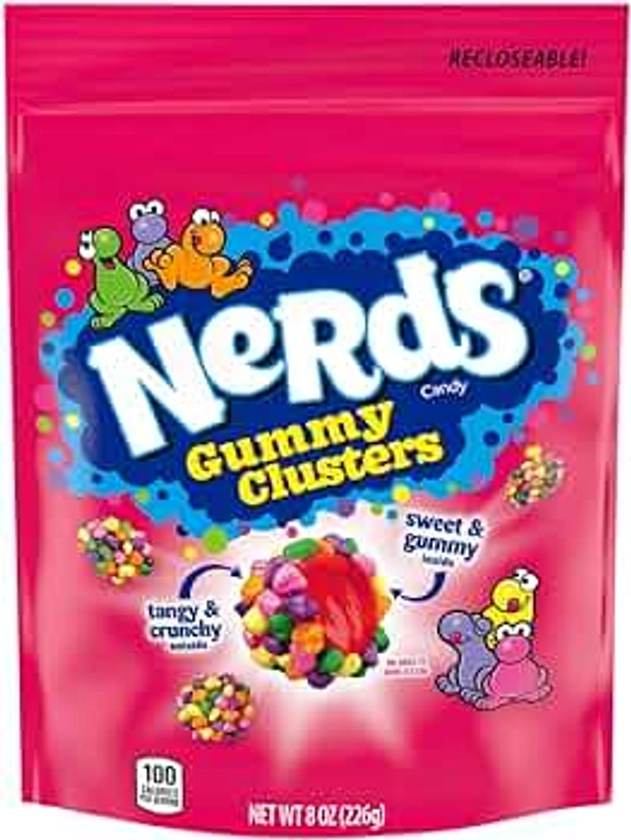 NERDS Gummy Clusters, Candy, Rainbow, Crunchy and Gummy, 8 oz