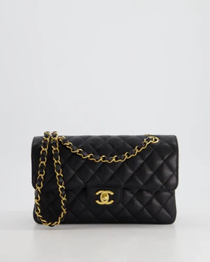 *2024* Chanel Small Black Classic Double Flap in Caviar Leather with Gold Hardware