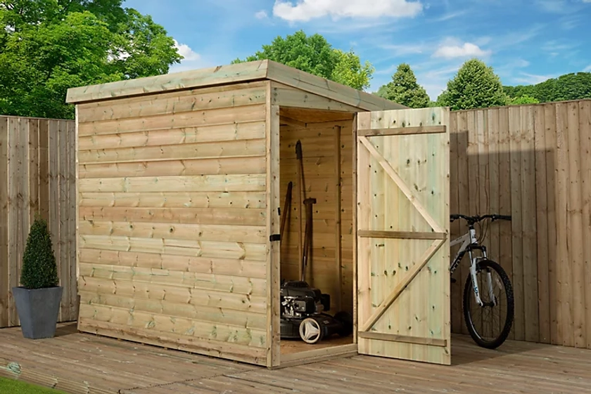 Empire 2000 Pent 5x4 pressure treated tongue and groove wooden garden shed door right side panel (5' x 4' / 5ft x 4ft) (5x4) | DIY at B&Q
