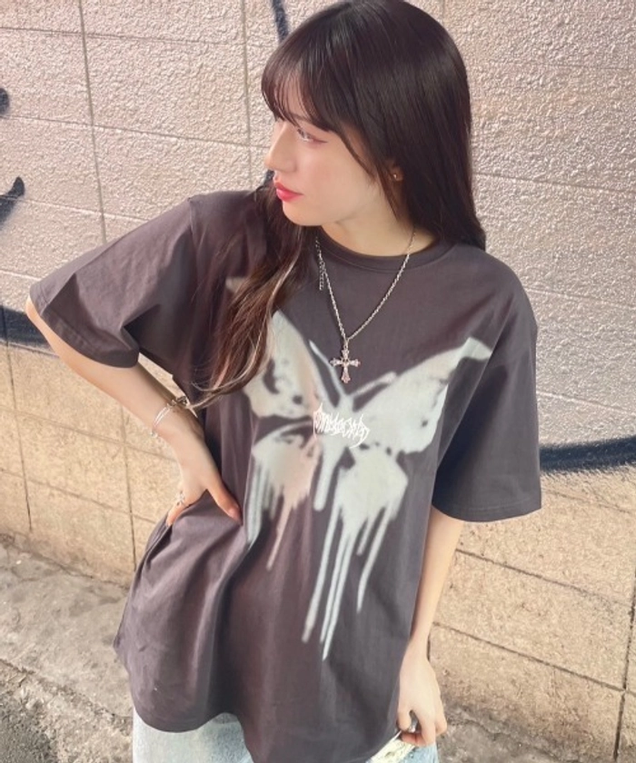 『mahagrid/マハグリッド』 BUTTERFLY GOTH TEE/蝶 Tシャツ（Tシャツ/カットソー）｜MAHAGRID（マハグリッド）のファッション通販 - ZOZOTOWN