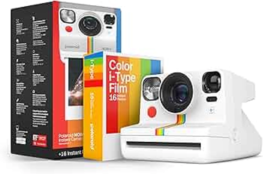 Polaroid Now+ Generation 2 - Camera + Film Bundle (16 Photos Included) - White - Bluetooth Connected App Controlled Instant Film Camera (6437)