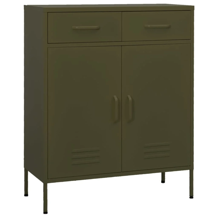 vidaXL Storage Cabinet Olive Green 80x35x101.5 cm Steel | vidaxl-uk