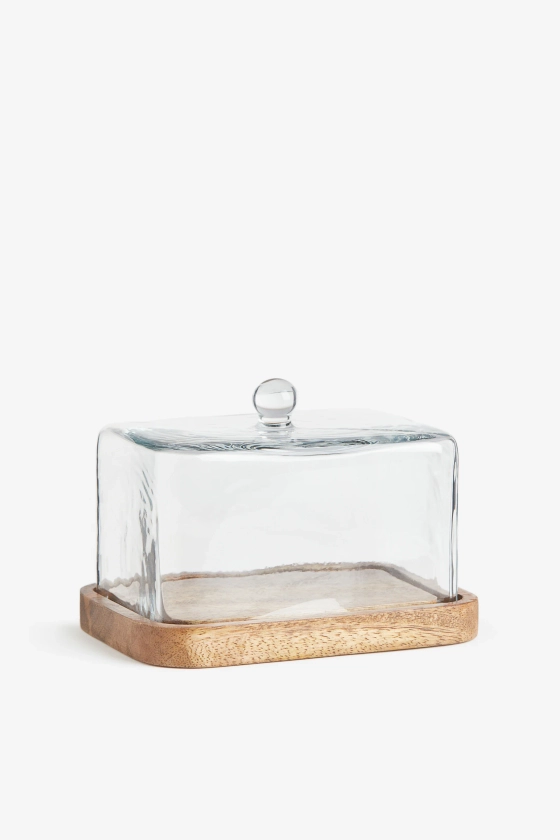 Beurrier avec cloche en verre - Beige clair/verre transparent - Home All | H&M FR