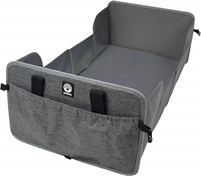Dooky Portable Pop-Up Baby Travel Cot/ Crib, Lightweight, Compact, Includes 1 cm Thick Mattress (38 x 73 x 1 cm), Folded out 41 x 75 cm, Folded 41 x 26 cm, Suitable upto 6 Months Age, Grey Melange