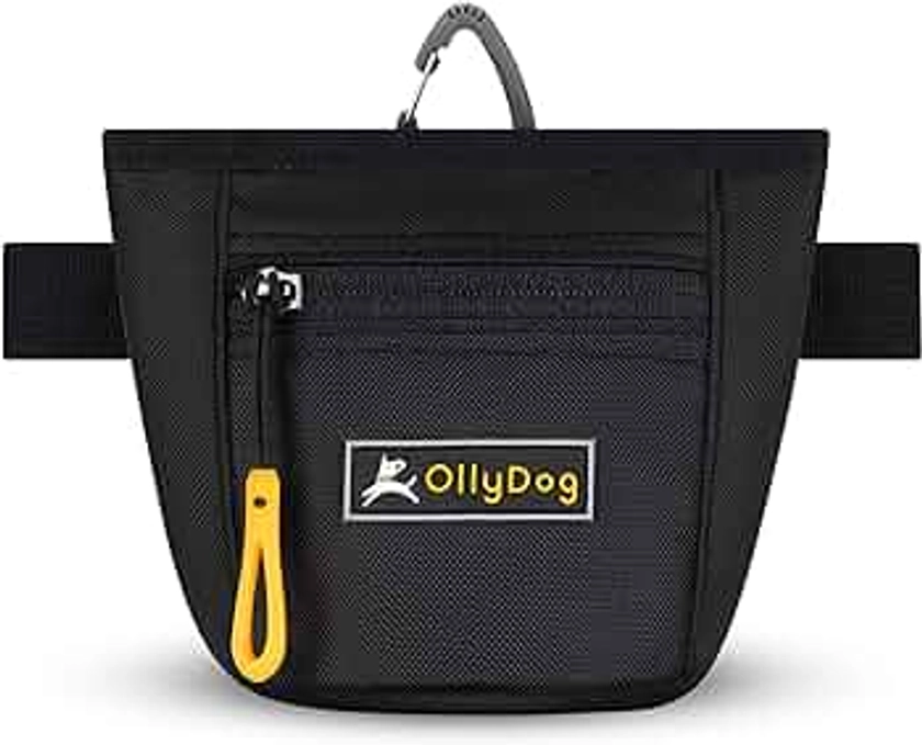 OllyDog Goodie Treat Bag, Dog Treat Pouch, Waist Belt Clip for Hands-Free Training, Magnetic Closure, Dog Training and Behavior Aids, Three Ways to Wear (Raven)