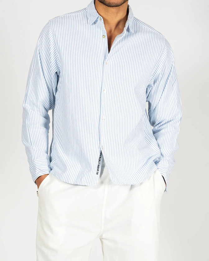 Pinstripe White and Blue Shirt