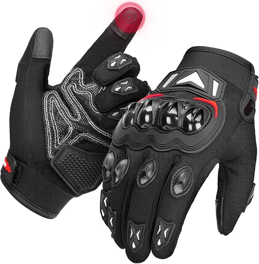 KEMIMOTO Gants Moto Homologués, Écran Tactile Plein-Doigt Respirant pour Homme et Femme, Gants de Course Motocross Scooter Anti-Glissant, Conviennent à la Moto et au Scooter