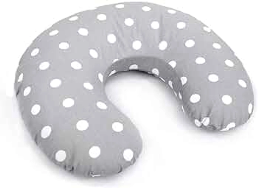 Breast Feeding Pillow Nursing Maternity Pregnancy Baby Cushion and Removable Cotton Cover (Dots grey)