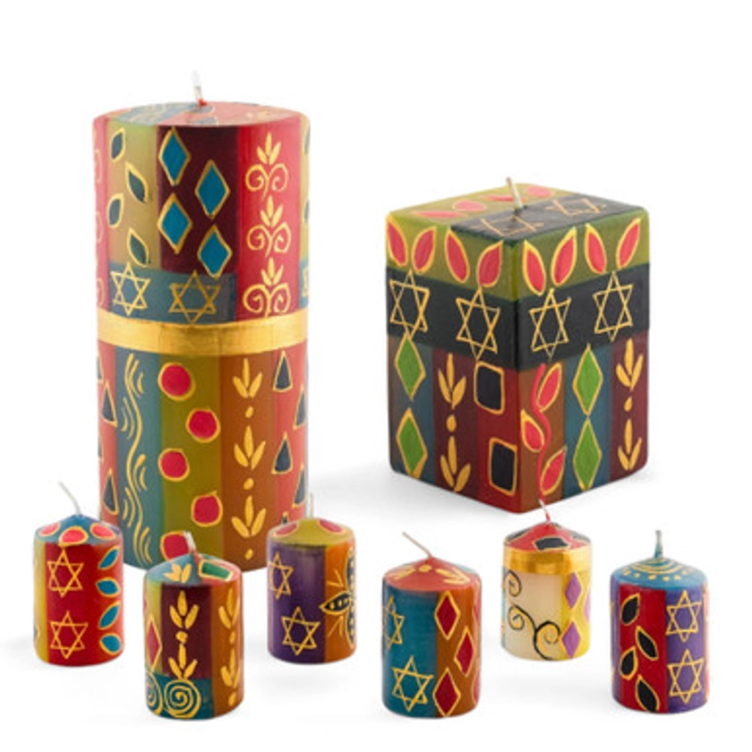 Hand-Decorated Judaica Celebration Candle Gift Set