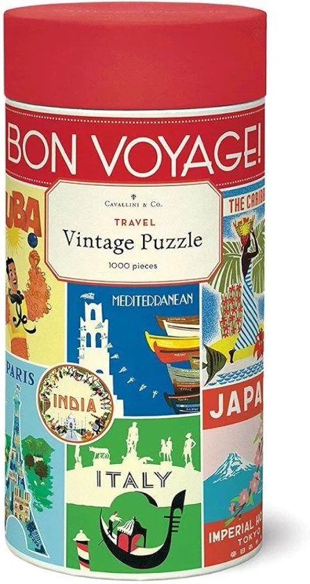 Cavallini 1000 Piece Puzzle, Vintage Travel (PZL/TRV)