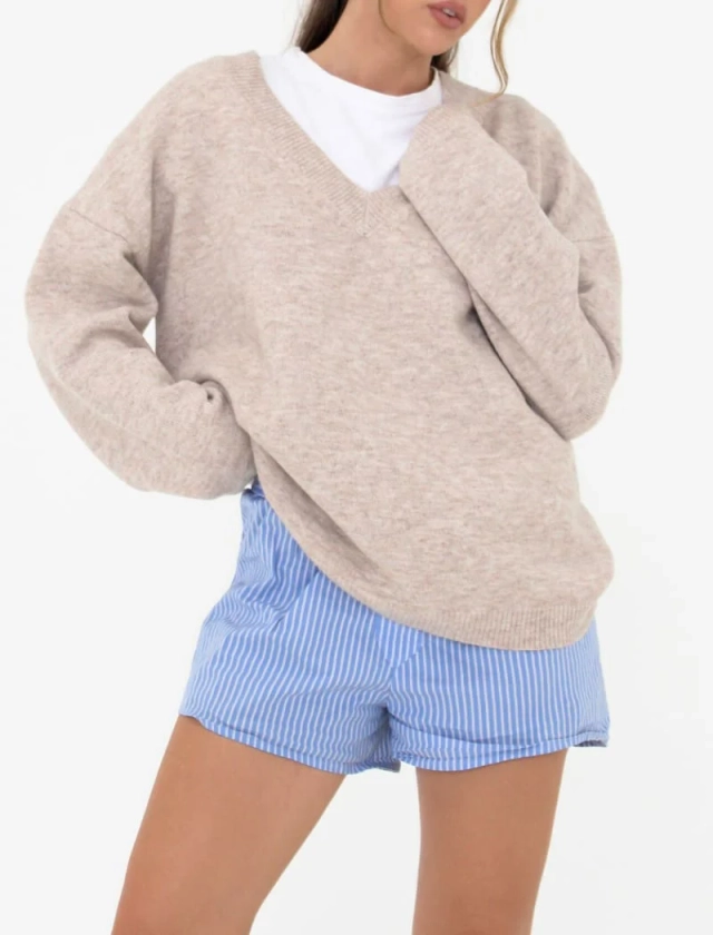 Hunter V-Neck Sweater | Oatmeal Heather