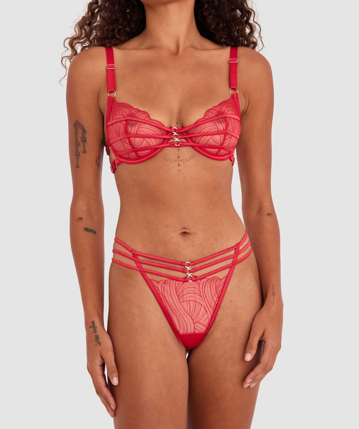 Night Games Foxi Underwire & String Set - Red