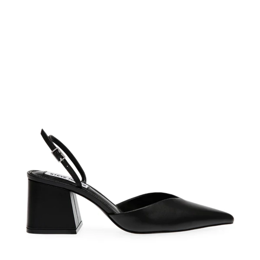 COURTNIE Black Leather Block Heel Slingback Pump | Women's Designer Heels – Steve Madden Canada