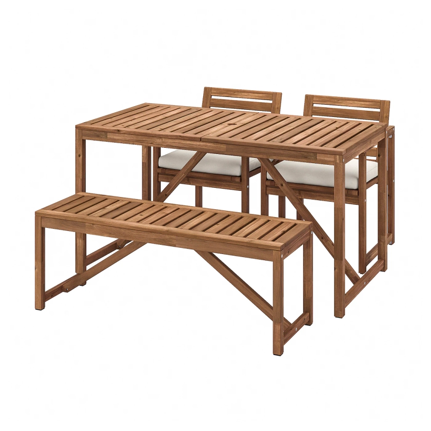 NÄMMARÖ table, 2 chairs and bench, outdoor, light brown stained/Frösön/Duvholmen beige - IKEA