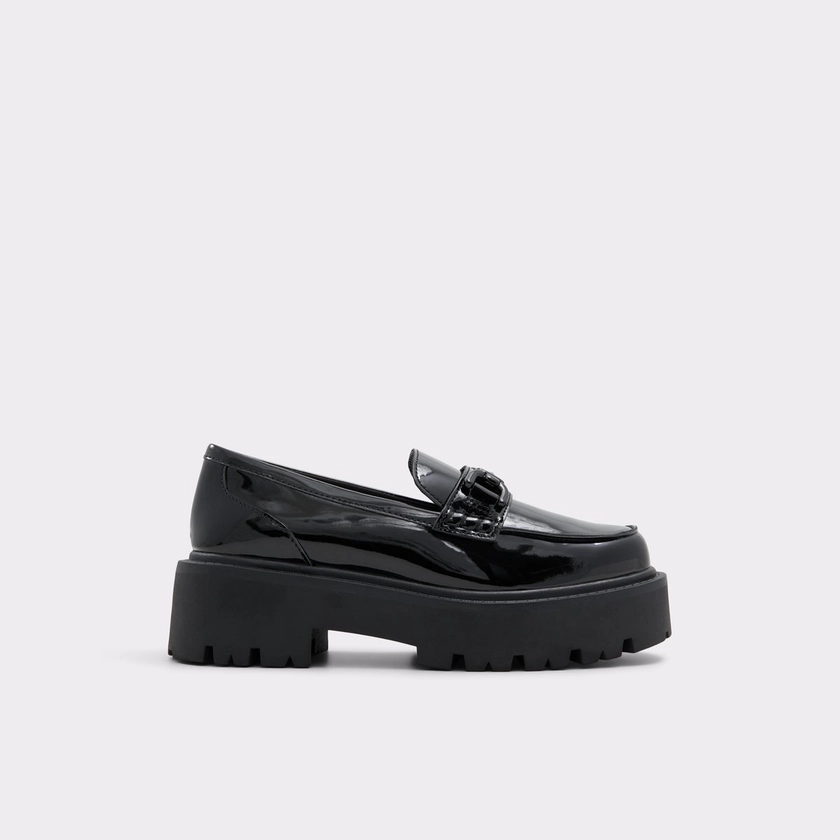 Oneameth Black Synthetic Patent Women's Loafers & Oxfords | ALDO US