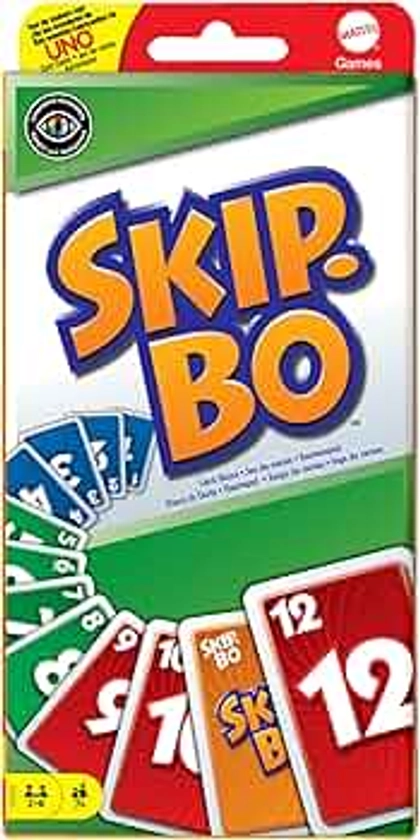 Mattel Games Skip-Bo, Jeu De Cartes, Jeu De Société Familial pour Adultes Et Enfants, À Utiliser comme Jeu De Voyage, 2 À 6 Joueurs, Jouet pour Enfant de 7 Ans et Plus, 52370