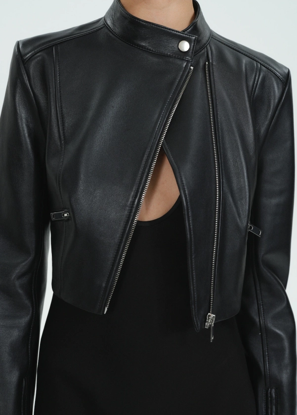 Blouson biker cuir crop