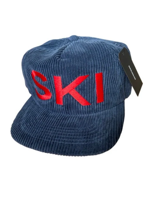 Vintage Corduroy Snapback Hat with "SKI" Embroidery | Retro ski Cap | Classic Ski Snapback| Ski Lovers Gift | Trending 2024 Hat