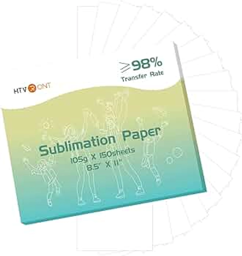 HTVRONT Sublimation Paper 8.5 x 11 Inches - 150 Sheets 105g Excellent Ink Release Sublimation Transfer Paper for Tumblers, Mugs, T-Shirts