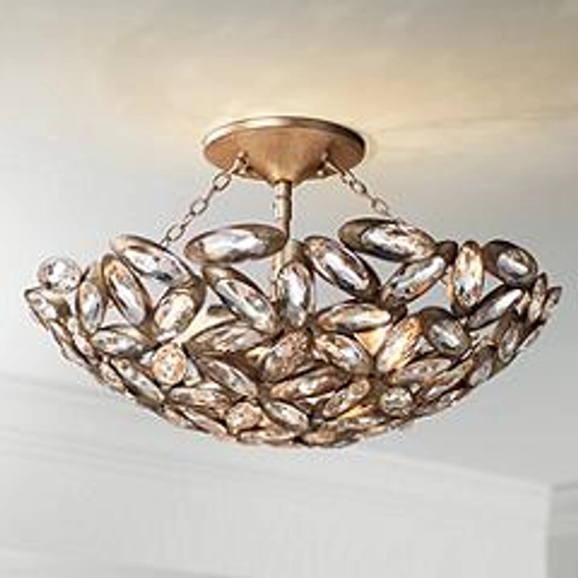 Franklin Iron Works Viera 20" Bronze Crystal Semi-Flush Ceiling Light | www.lampsplus.com