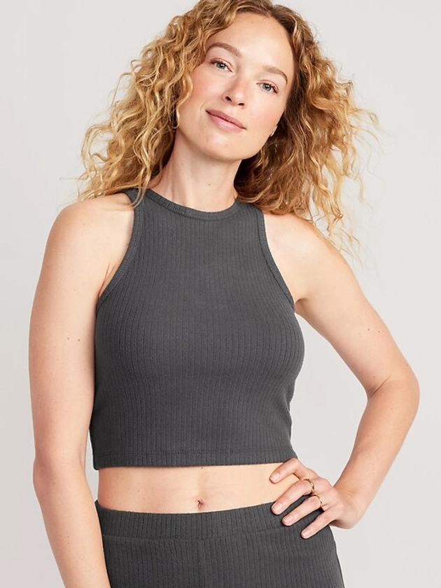 Cropped Rib-Knit Tank Top for Women