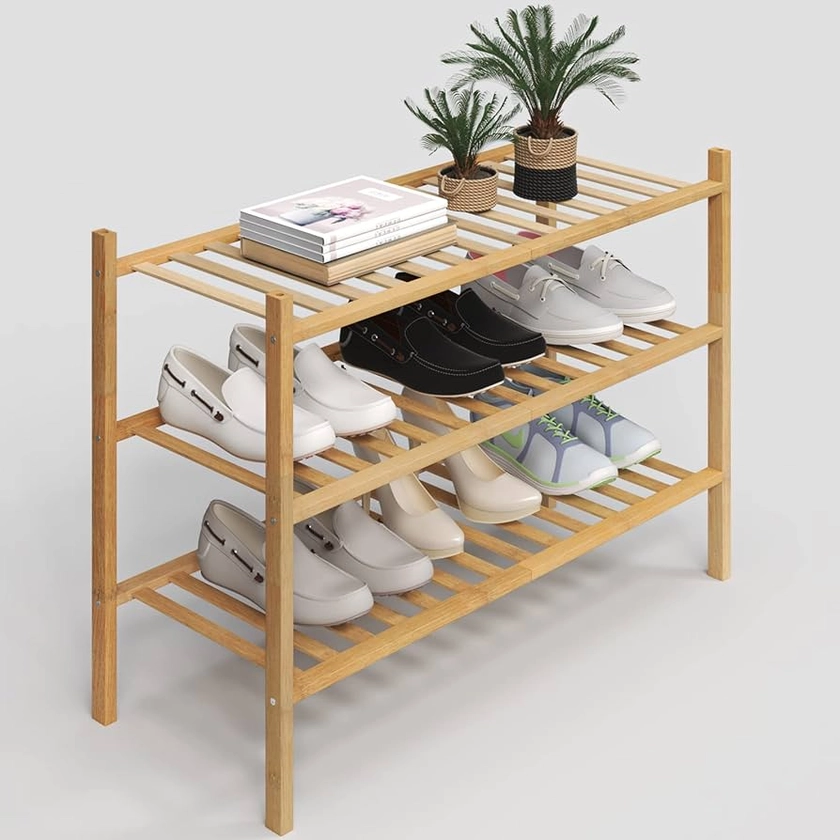 Amazon.com: Z&L HOUSE 3-Tier Shoe Rack for Closet, Stackable Shoes Rack Organizer Free Standing Shoe Shelf for Entryway and Closet Hallway, Multifunctional Bamboo Rack in Different Combinations (3-Tier) : Home & Kitchen