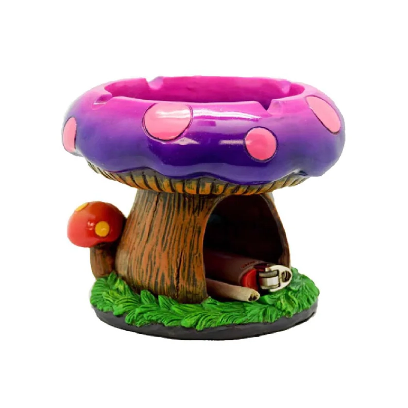 Fantastical Mushroom House Ashtray WITH STORAGE, Side Table Ashtray, Stylish, Mushroom Lover Gift, Polyresin Ashtray, free US shipping