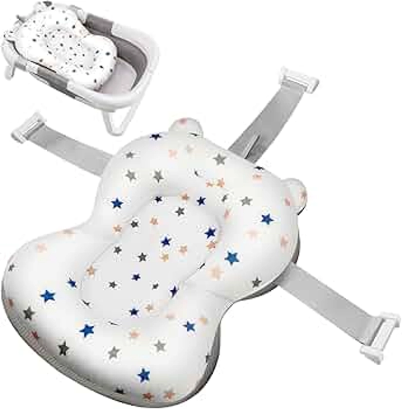 Glenmore Coussin de Bain Bebe Transat Pour Baignoire Bébé Matelas Reducteur Baby Hamac Adaptateur Oreiller Benoire Chaise 0-12 Mois Support Tapis Sièges 3 Points Fixe Réglable