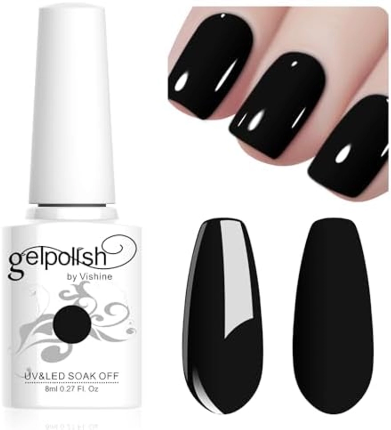 Vishine 8ml Vernis à Ongles Gel Semi Permanent Noir Black, Vernis Semi Permanent Soak Off UV LED Gel Polish Nail Art Manucure Salon DIY LM090 : Amazon.com.be: Beauté et Parfum