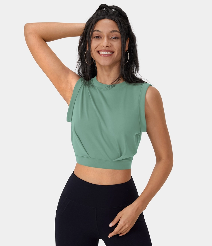 Women’s Crew Neck Sleeveless Cropped Yoga Tank Top - Halara 