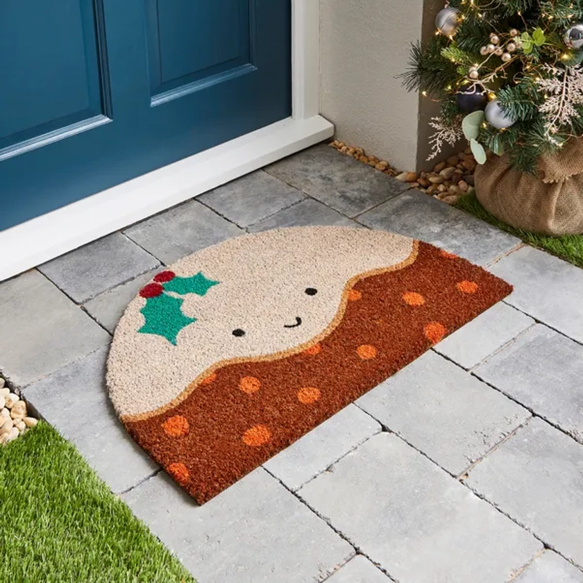 Hollie the Christmas Pudding Coir Doormat