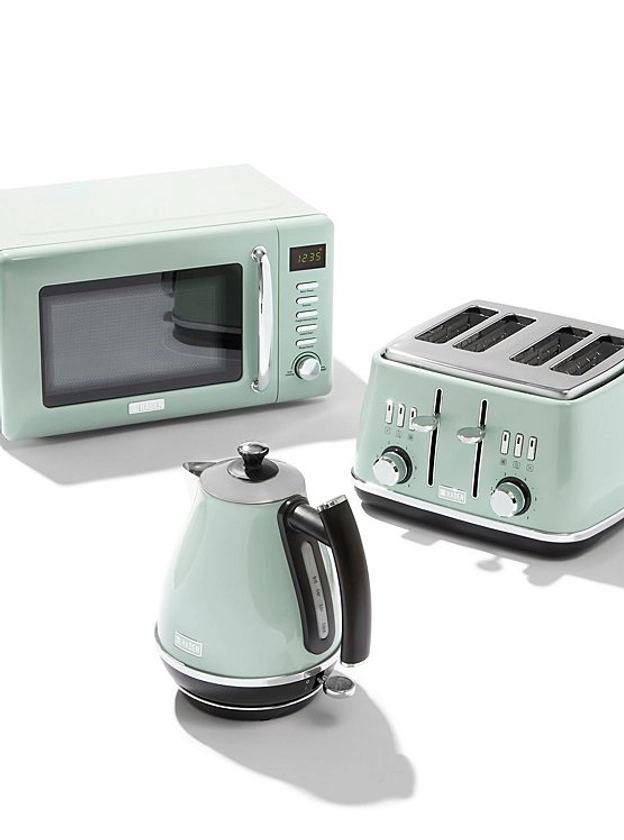 Haden Cotswold Kettle, Toaster & Microwave Set - Sage