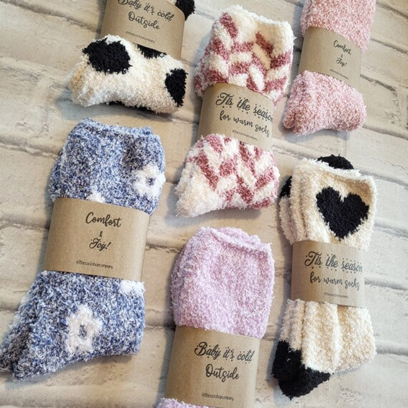 Cosy Socks, Cozy Socks, Socks, Warm Fuzzy Socks, Slipper Socks, Cute Socks, Party Favours, Ladies Socks, Birthday Gifts, Movie Night