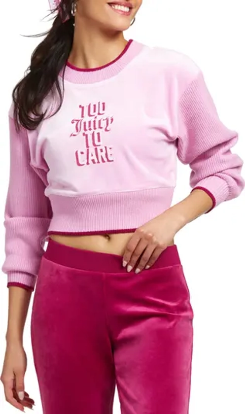 Juicy Couture Crop Stretch Recycled Polyester Velour Sweatshirt | Nordstrom
