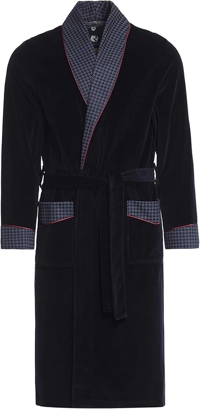 Revise Classic Men’s Dressing Gown – Velour RE-104 – Darkblue C5 – S : Amazon.co.uk: Fashion