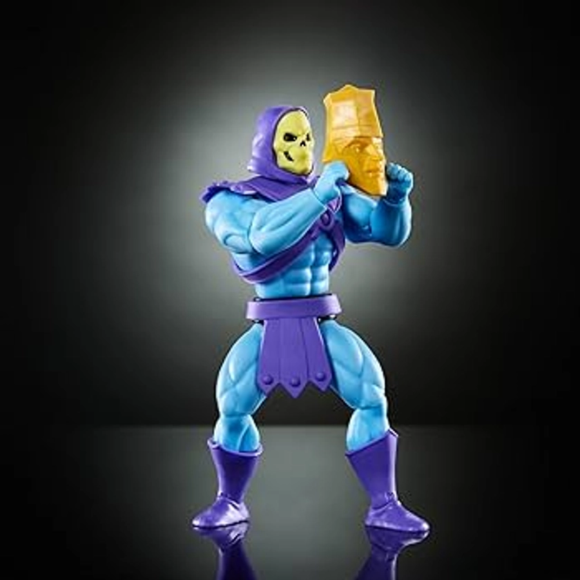 Masters of the Universe Origins Skeletor Figurine articulée 14 cm de la collection Cartoon, méchant avec armure, bâton du Havoc, épée et 2 masques, HYD24