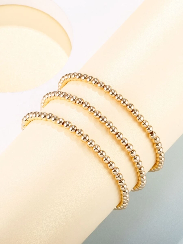 3pcs Minimalist Beaded Bracelet | SHEIN USA