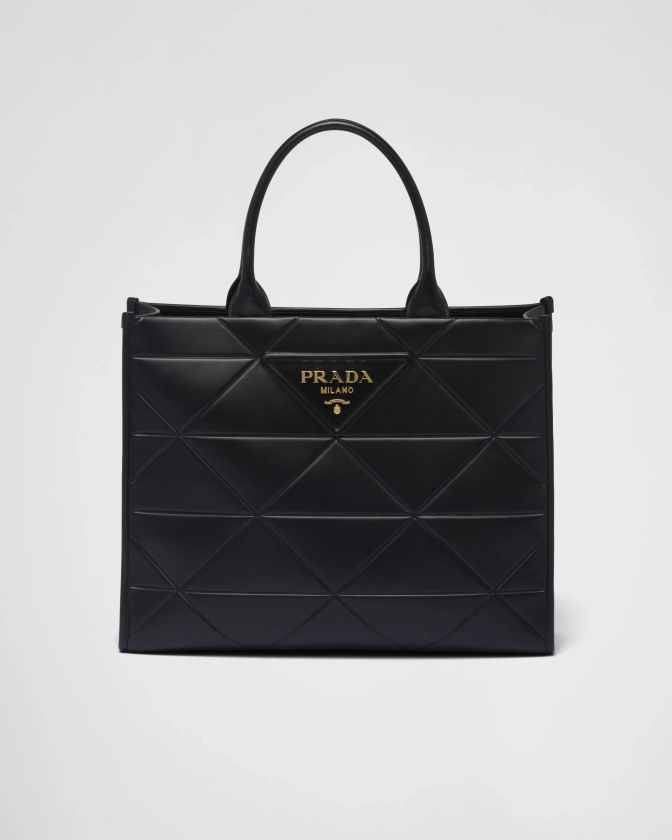 Black Large Leather Prada Symbole Bag With Topstitching | PRADA