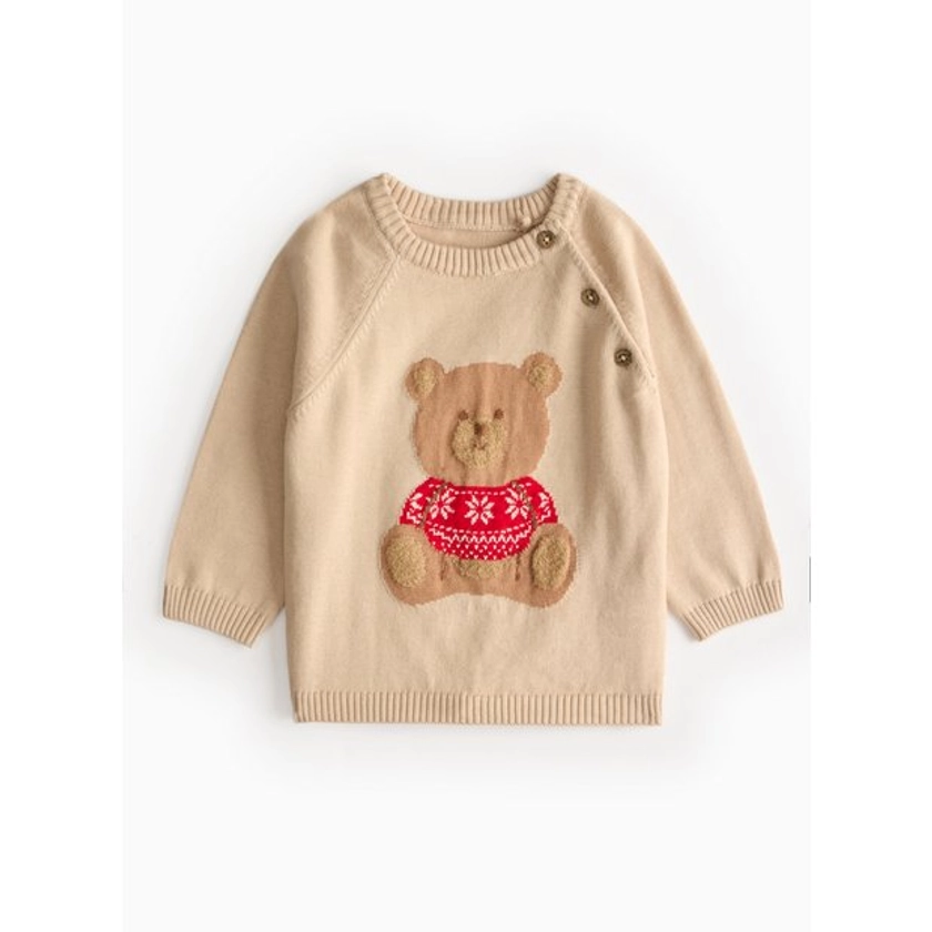 Buy Christmas Teddy Bear Jumper 12-18 months | Tops | Tu