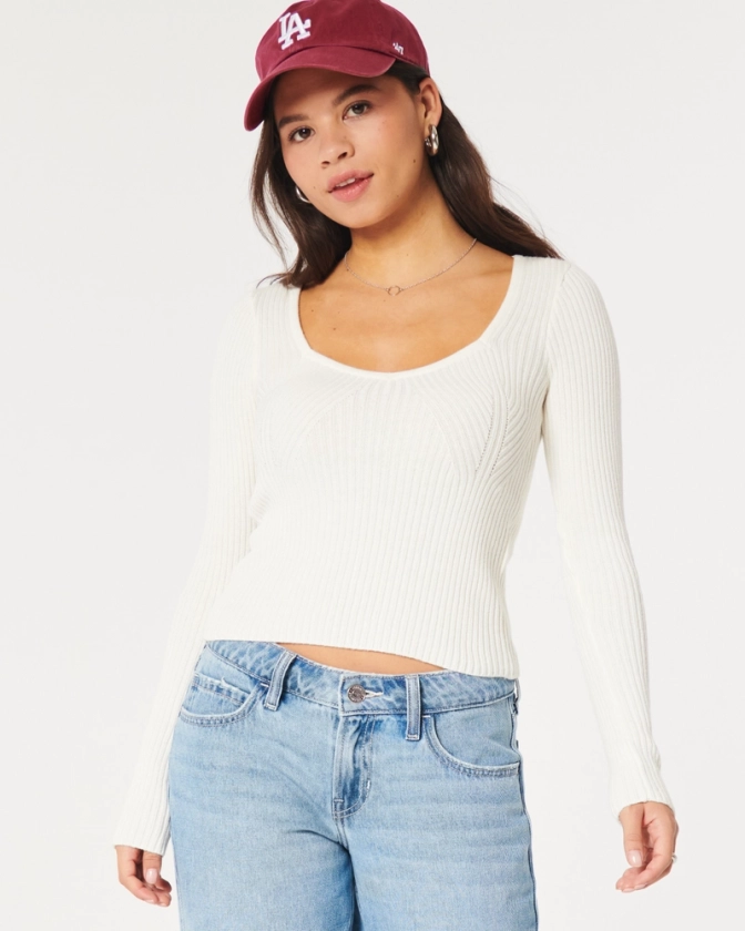 Women's Slim Ribbed Sweetheart Sweater | Women's Sale | HollisterCo.com