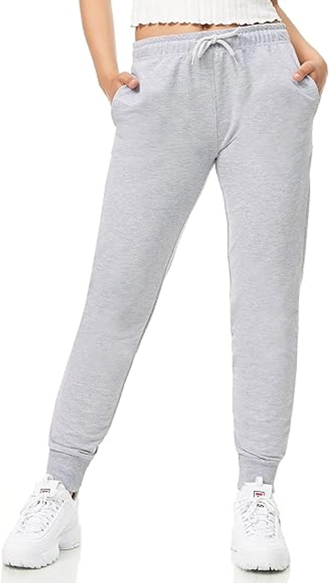 ROSS CAMP Pantalones de chándal para mujer, pantalones deportivos de algodón, pantalones de entrenamiento, fitness, cintura alta, pantalones de chándal ajustados, pantalones de ocio, largos,