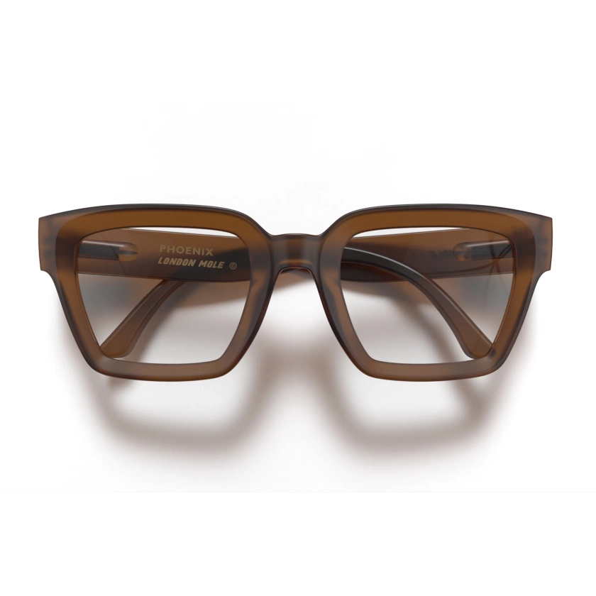 Phoenix reading glasses in rubberised transparent brown