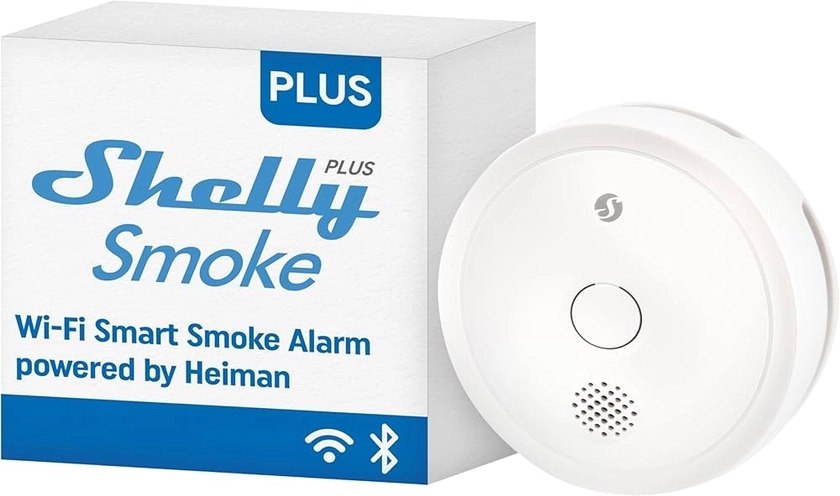 Shelly Plus Smoke Alarm | Détecteur de fumée connecté | Wi-FI & Bluetooth | Notification immédiate | Alarme Incendie sonore et Lumineuse | app iOS Android