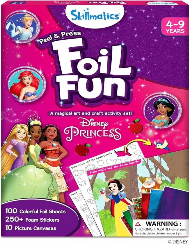 Skillmatics Art & Craft Activity - Foil Fun Disney Princess, No Mess Art for Kids, Craft Kits & Supplies, DIY Creative Activity, Gifts for Girls & Boys Ages 4, 5, 6, 7, 8, 9