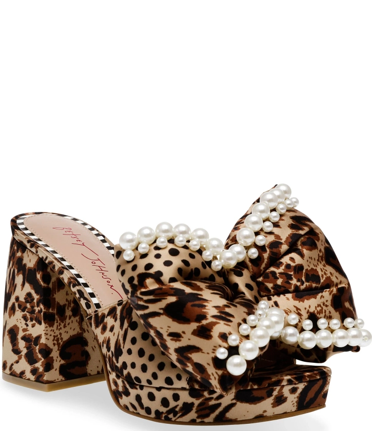 Betsey Johnson Maccie Pearl Embellished Leopard Print Dress Mules | Dillard's