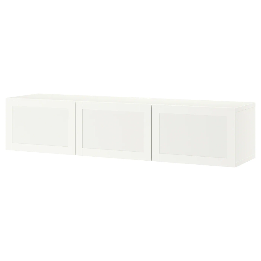 BESTÅ meuble télé avec portes, blanc/Hanviken blanc, 180x42x38 cm (707/8x161/2x15") - IKEA CA